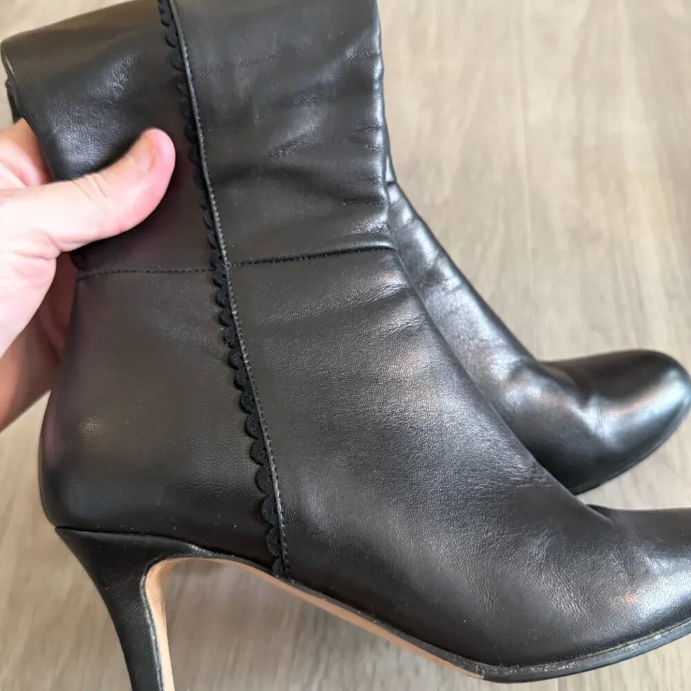 LK Bennett Leather Long Black Mini Heel Boot Size 36 - Picture 4 of 5